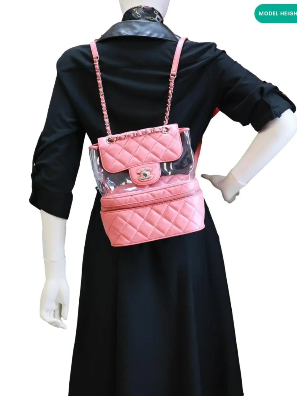 Chanel  Crumpled Crumpled Quilted Calfskin PVC Backpack Pink